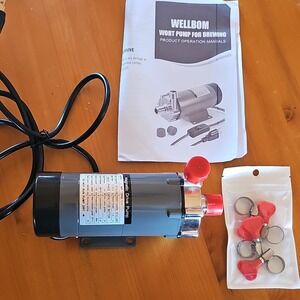 WELLBOM Magnetic Drive Wort Pump MP-15RM-110 Electric 110V Gray Red Black
